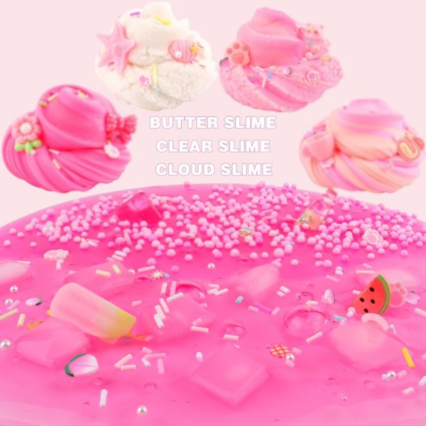 2026 New Year Valentine Day Gift 6 Pack Slimes Kit, Pink Slime Kids, Cloud Butter & Clear Slime, Party Favors, Toys for Girls Boys Ages 8-12, Goodie Bag Stuffers,9-10 Year Old Girls Birthday Gift Ideas Cute Stuff