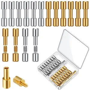 20 Sets Brass & Stainless Steel Bracket Bolt Fasteners Tactical Lock Rivets Handle Pins Knife Screws, Knife Making Supplies for Knife Handles, Head Diameter 6 mm
