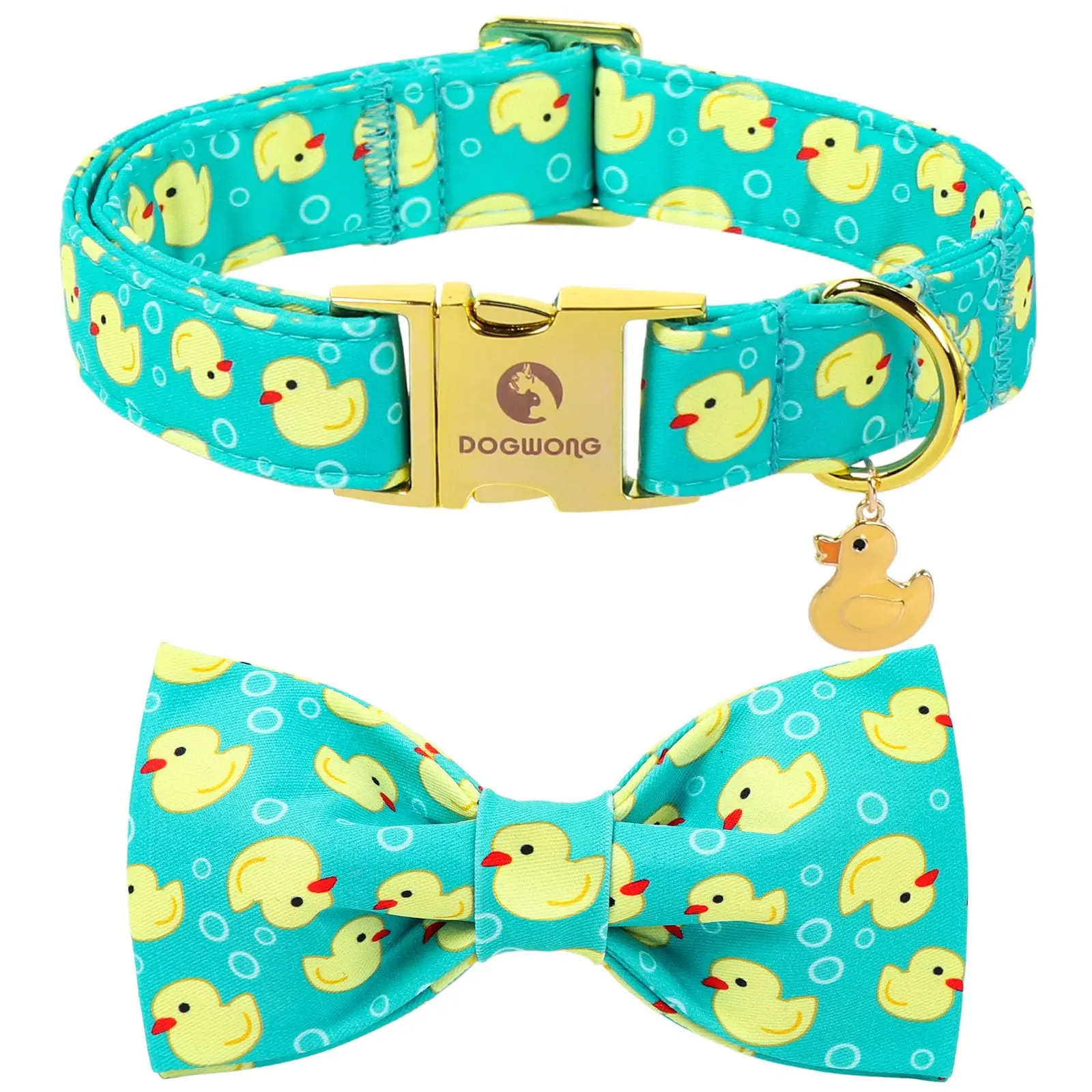DOGWONG Dapper Duck Adjustable Dog Collar for Male Dogs - Cotton Fabric, Anti-Slip Buckle, Plastic Components, Hand Wash Only, Spring-Summer Sailor Bow Tie Collar for Small to Large Breeds, Adjustable Collars, Non-Slip
