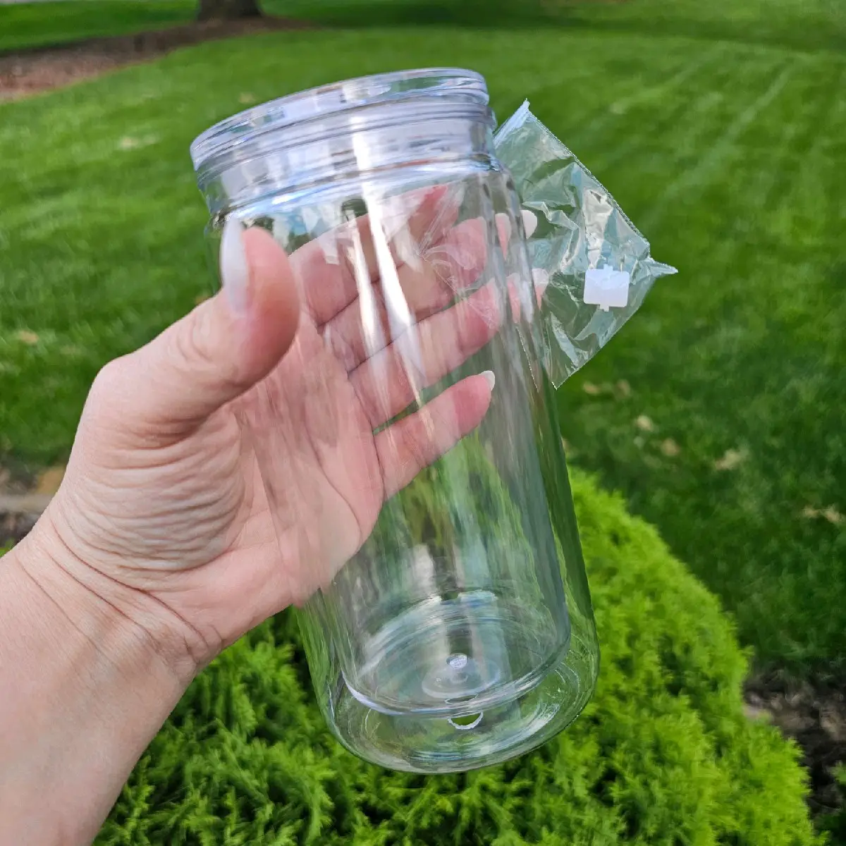 Plastic Diy Snow Globe Can Cup Diy Drinkware With Lid Water Bottles Portable Washable Reusable