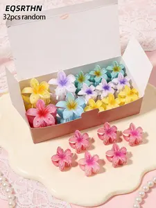 32Pcs Plumeria Flower Hair Claw Clips Set, Tropical Hawaiian Flower Hair Clips for Women Girls, Cute Summer Matte Hair Accessories for Beach Vacation Party, Aesthetic Floral Hair Styling Tools, Multi-color Flower Clips Gift Set.