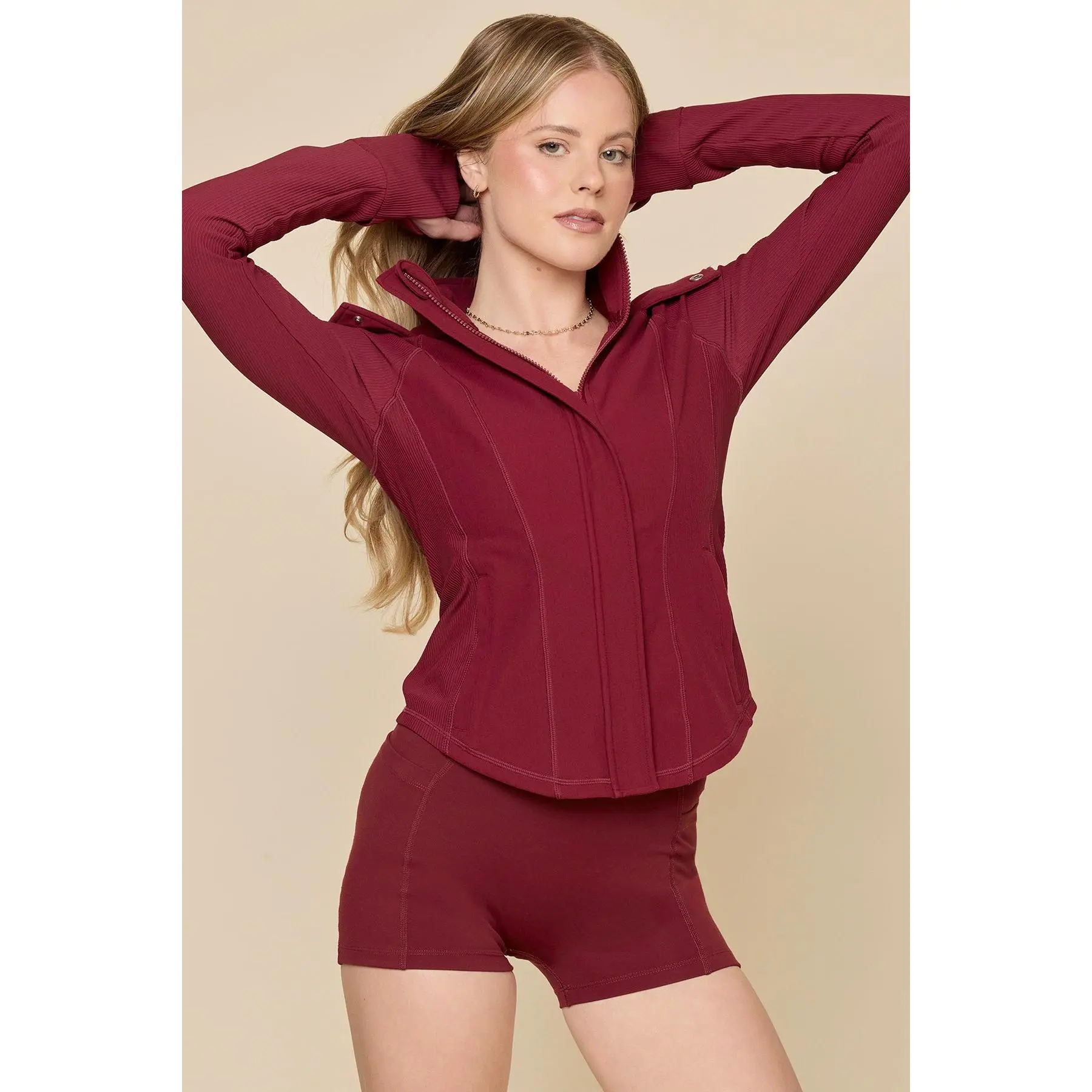 Corset Zip Jacket - Crimson
