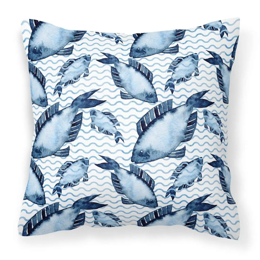 18x18 in Waterproof Watercolor Fish Print Indoor Decorative Fabric Pillow BB7532PW