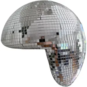 Handmade Reflective Mirror Disco Ball Decor, Unique Sparkling Disco Sculpture, Aesthetic Modern Home Shelf Decor for Bedroom Office Living Room, Silver