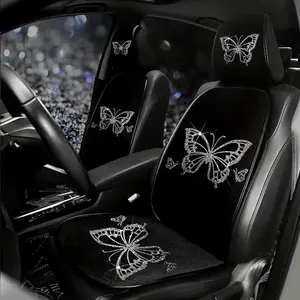 Rhinestone Butterfly Pattern Car Seat Cover, Car Seat Protector, Car Seat Cushions, Car Interior Decoration Accessories for Women & Girls