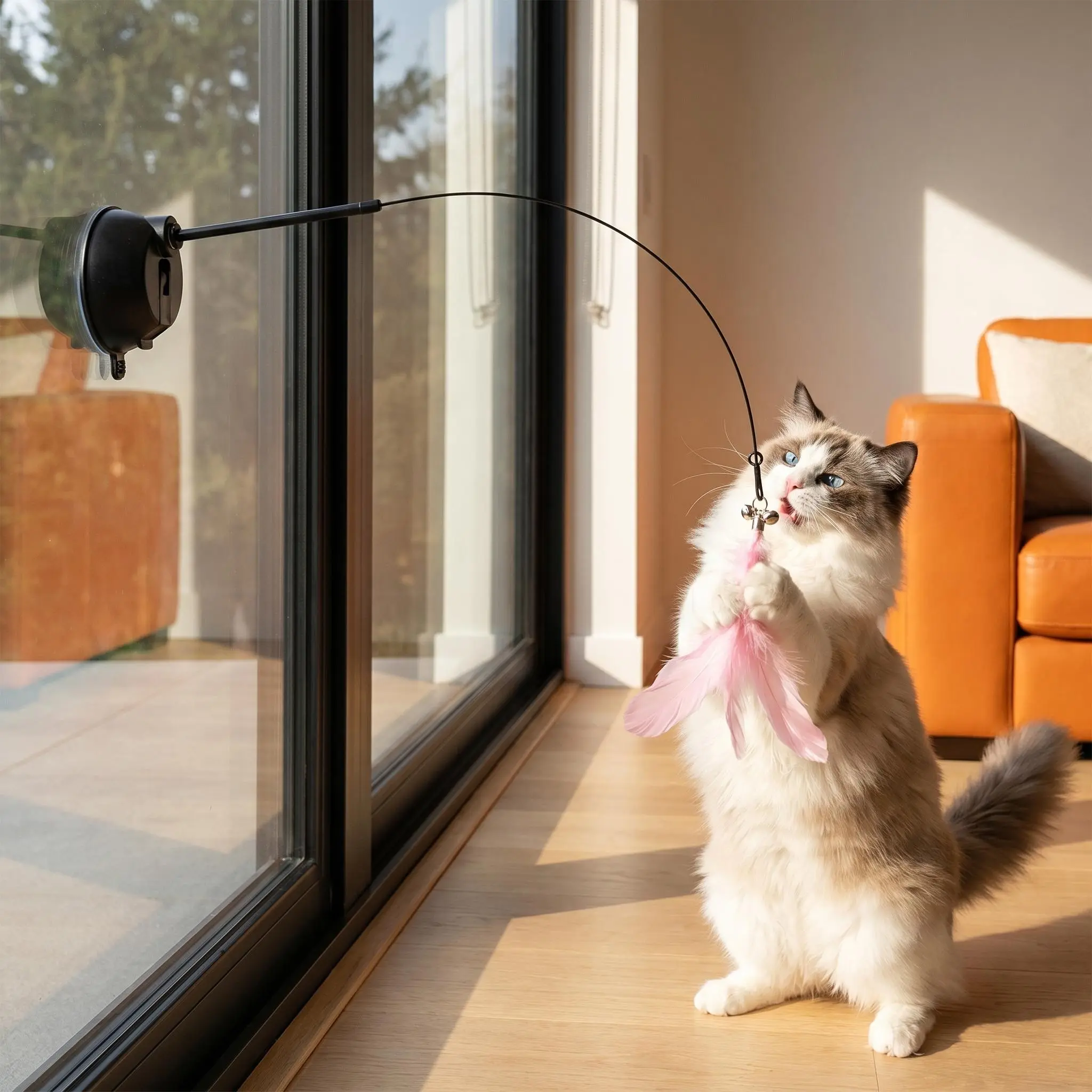 Upgrade Suction Cup Cat Feather Wand Toy