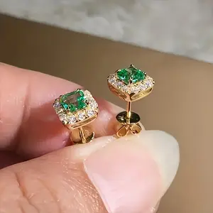 Fashion Earrings Bright Square Earrings Simple Perforated Stud Earrings Fashion Earrings Clip-on Earrings Set