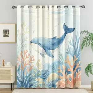 2Pcs Cartoon Pattern Printed Curtains, Cute Style Home Decor, Soft Polyester Fabric, 85% Light Blocking Rate, Equipped with Metal Grommets, Suitable for Girls' Bedrooms, Dormitories and Living Room Decoration