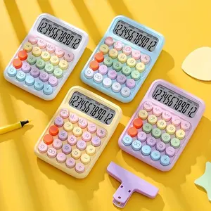 Cute Candy Color Mechanical Calculator, 12 Digit Keyboard, Large Buttons, Suitable for Office and School Use, Office Stationery Supplies, 1 Piece