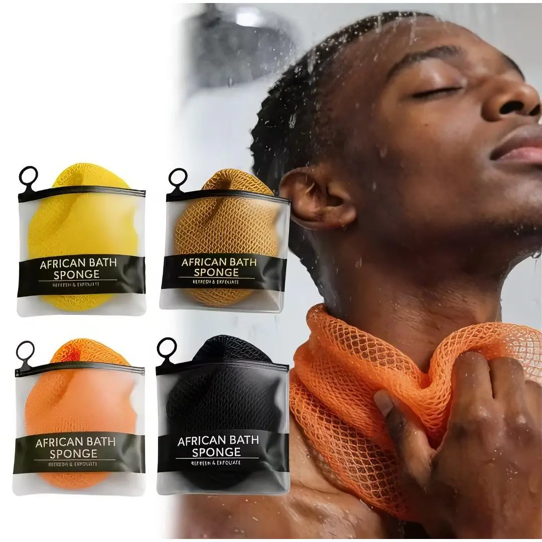 African Bath Sponge - Black, Yellow, Orange, Golden - Refresh & Exfoliate - Perfect for Showering & Bathing - Multiple Colors Available