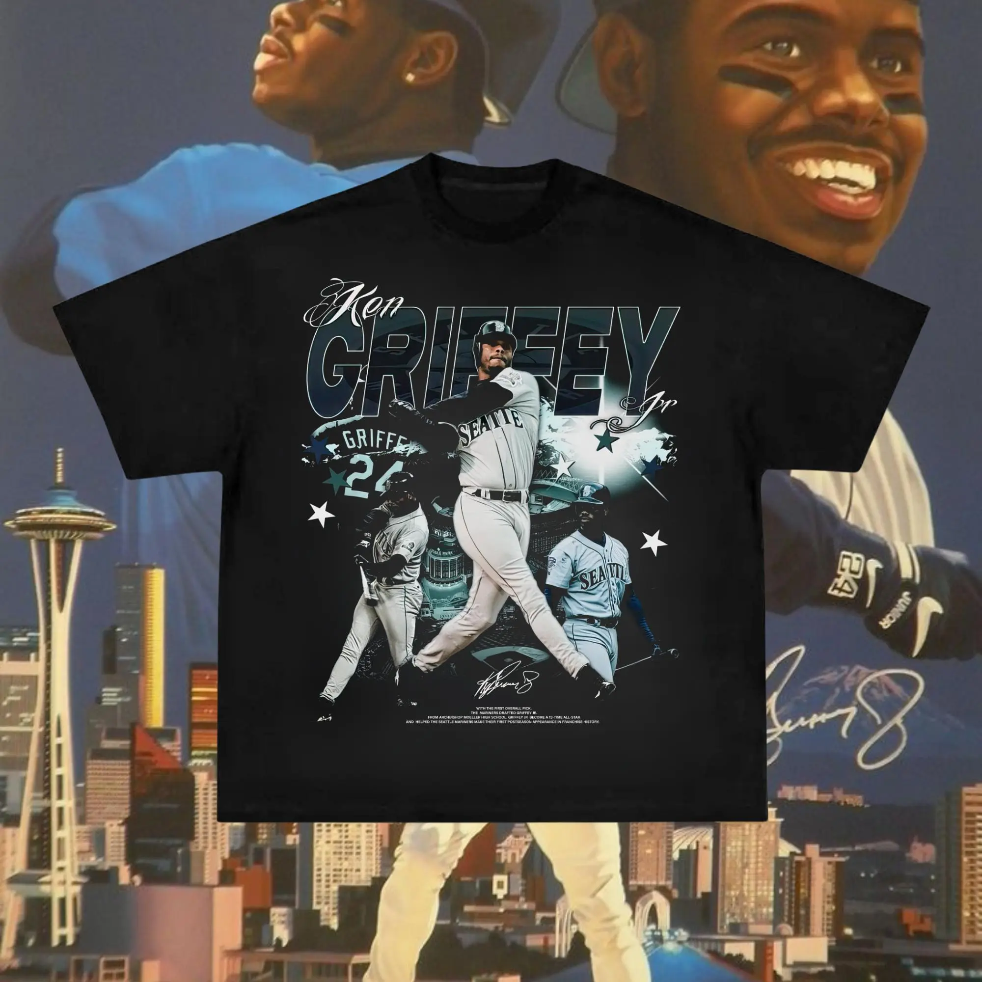 Ken Griffey Jr 2 Tee, Graphic tee clothing cotton unisex top t-shirt, Gift for fan