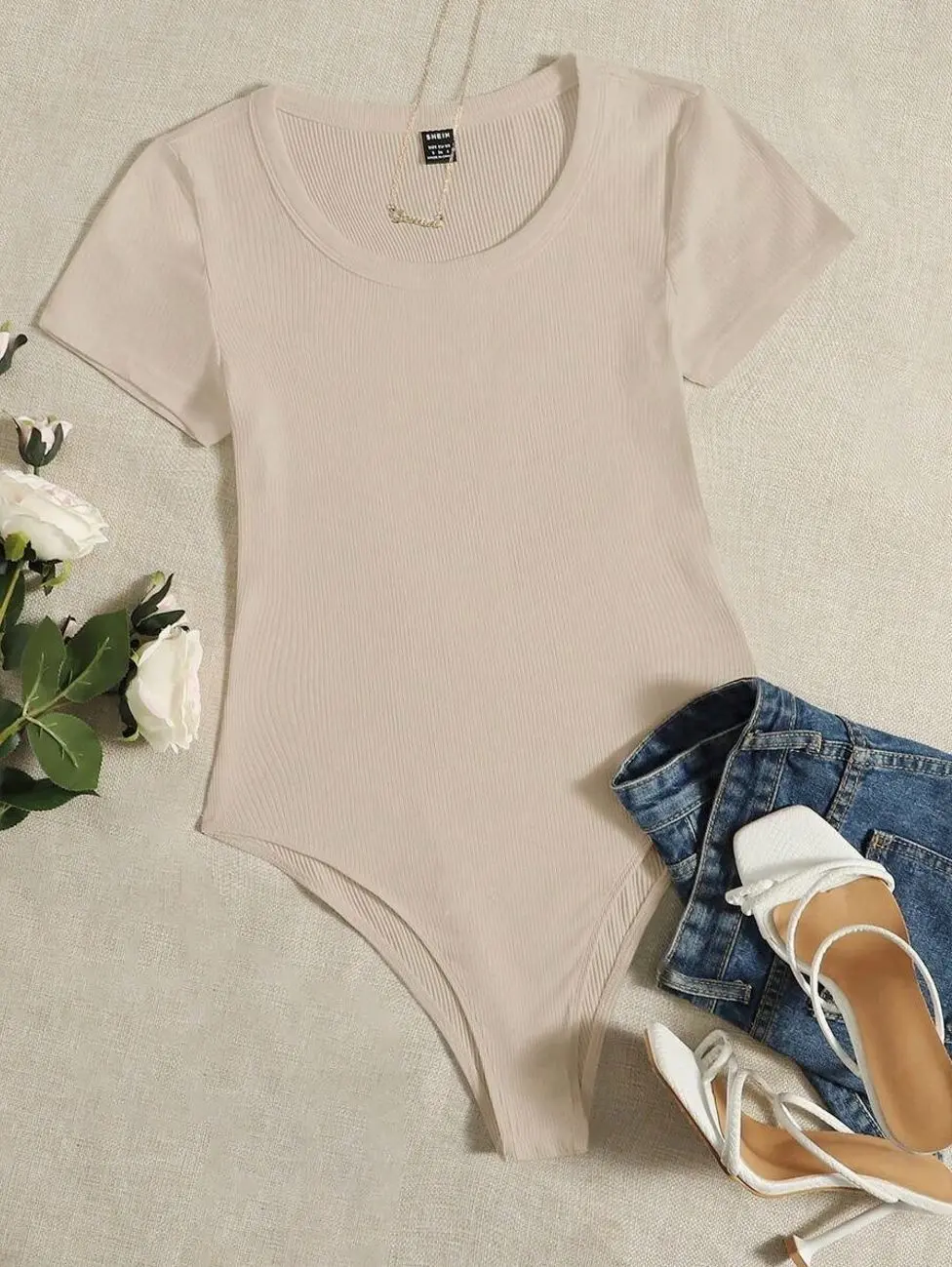 EZwear Scoop Neck Rib-knit Bodysuit