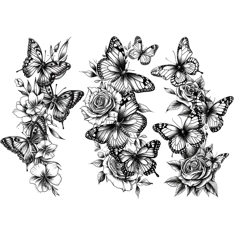 Waterproof Temporary Tattoo Paper, Butterfly & Floral Design Patterns, Arm & Leg Stickers, Quick Body Decoration, Ideal Party Gift, Unisex