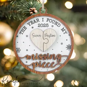 The Year I Found My Missing Piece Ornament, Couples 2-Layered Wooden Ornament, Couple Christmas Ornament, Newly Wed 2025 Gift, First Christmas Decor