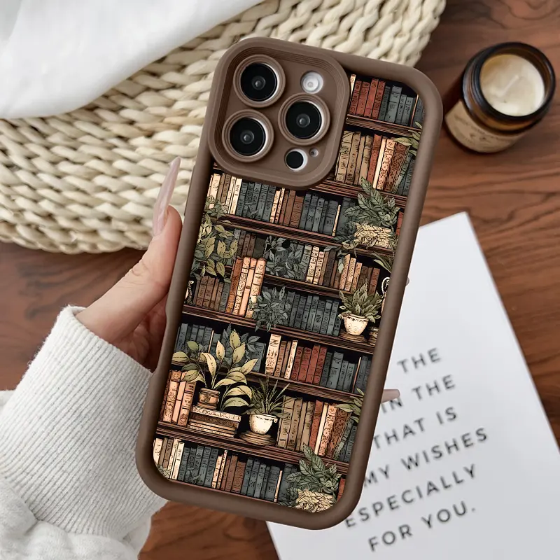 Softcase for iPhone17/16/15/14/13/12/11promax/x/xs/xr/xsmax CaseRetro bookshelf Anti-Fall Shockproof Protective Slim Cover, Accessories, Smartphone, Cellphone