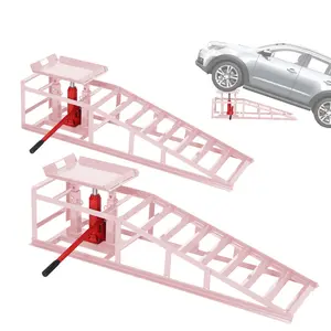 Garvee Hydraulic Low Profile Car Ramps – 5 Ton (11,050 lbs) Heavy Duty Steel – Adjustable High Lift 9.4-13.34 in – Safe Auto Service Ramps for Oil Changes & Maintenance – Portable for Trucks & Vehicles – 2 Pack