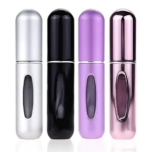 Portable Mini Refillable Perfume Atomizer Bottle Spray, Scent Pump Case for Travel 4 Pcs Pack of 5ml Tin Canister Organiser