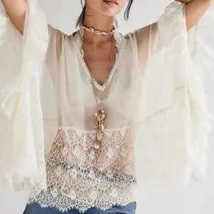 Women’s V Neck Poncho Tops Batwing Sleeve Solid Color Loose Fit T-Shirts Blouses