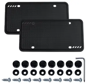 2 Pack Silicone License Plate Frames, Black Side-opening License Bracket Holder With Easy Installation, License Plate Frame Without Obstruction.Rustproof, Rattle Proof & Weatherproof Universal
