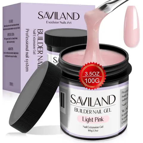 SAVILAND Builder Nail Gel Kit 60g Nail Strengthen Nail Art Manicure Set Nail Extension Gel Set, Nail Strengthen, 100PCS Nail Forms, Acrylic Nail Brush, For Beginners