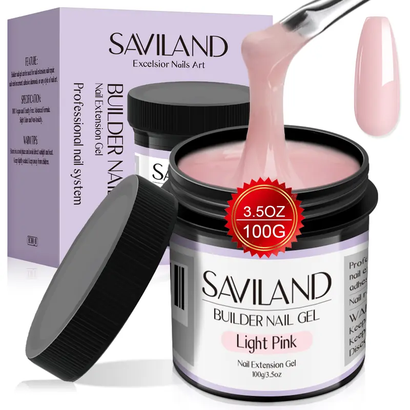 SAVILAND Builder Nail Gel Kit 60g Nail Strengthen Nail Art Manicure Set Nail Extension Gel Set, Nail Strengthen, 100PCS Nail Forms, Acrylic Nail Brush, For Beginners,familyfun