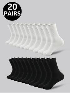 Men's New Color Solid Socks Soft Breathable Sports Mid-Calf Socks Summer Winter Men's Socks, Casual Fitted Plain Pattern