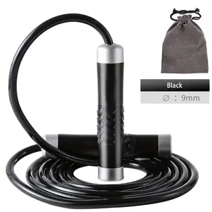 Weighted Jump Rope for Workout Fitness(1LB), Tangle-Free Ball Bearing Rapid Speed Skipping Rope for MMA Boxing Weight-loss,Aluminum Handle Adjustable Length 9MM Solid PVC Rope Exercise Equipment