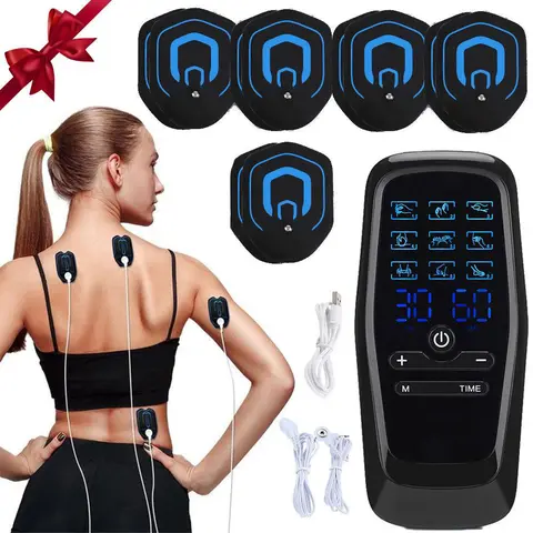 Electric Massage Patch with 9 Modes & 30 Levels Adjustable, Neck Shoulder Relaxer, Includes 5 Pairs of Pads, Ideal for Shoulder Neck Back Body Relaxation Gift, Relaxation Aid, Massagers for Neck and Back Pain Relief