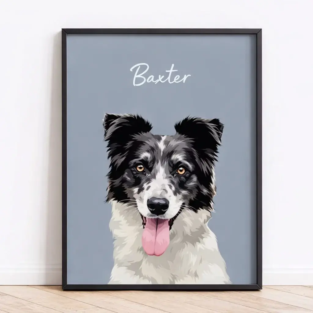 Custom Pet Portrait from Photo *FRAME NOT INCLUDED*, Dog Portrait Gift, Personalized Dog Painting for Dog Mom, Custom Dog Art Print, Pet Portrait Frame, Pet Drawing Poster, Pet Memorial Gift