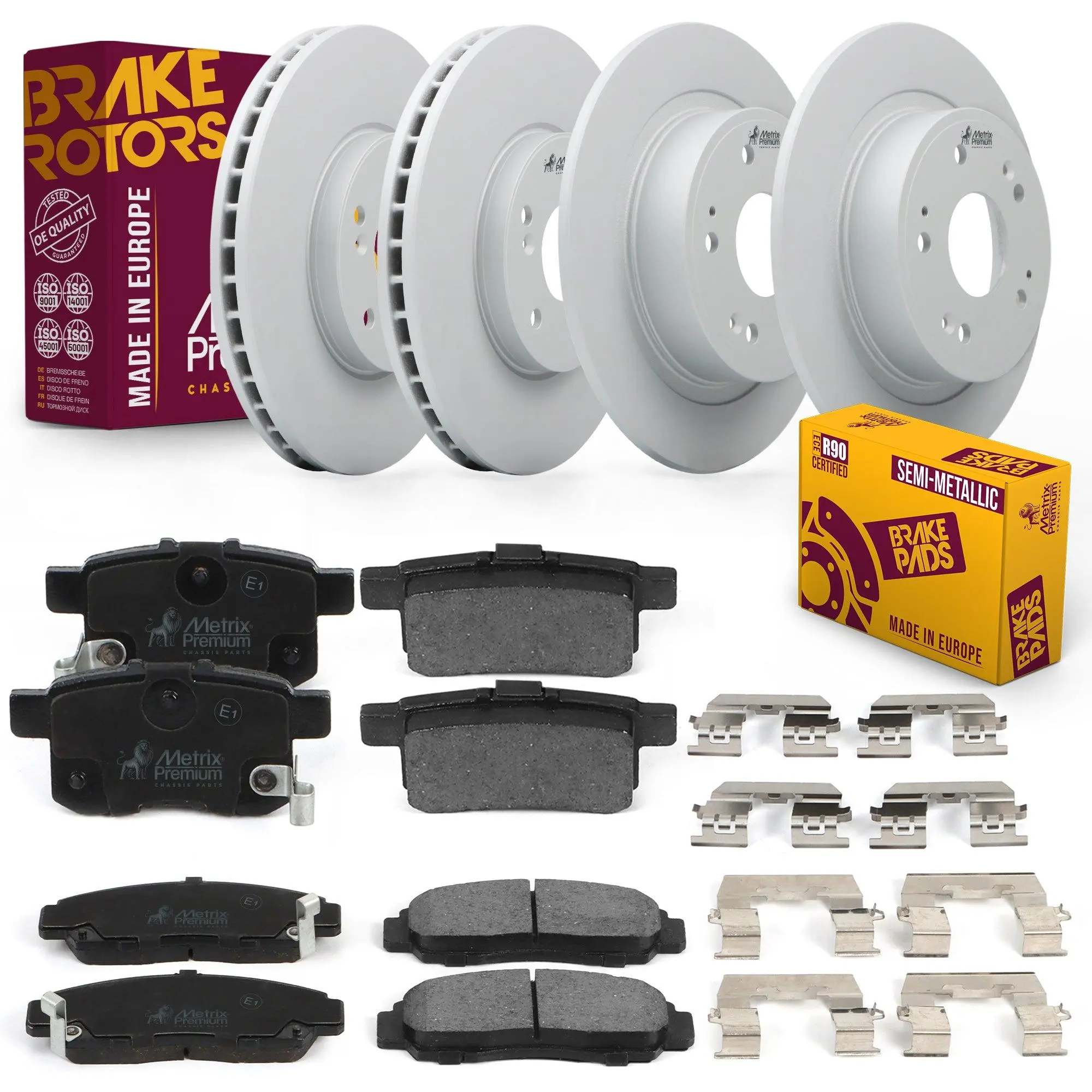 6 PC Front & Rear Brake Rotor & Semi-Metallic Disc Brake Pad Kit 95967MT