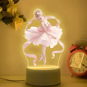 Dancing Girl Acrylic Night Light, Cute Design, Office Home Bedroom Bedside Table Art Decor, Christmas Gift, Indoor Creative Present
