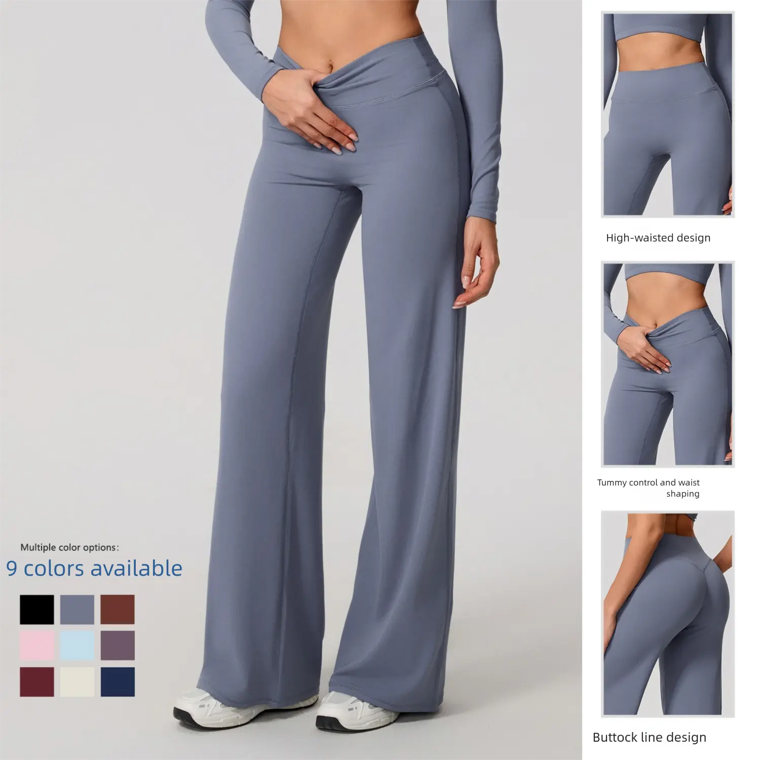 Women's High-Waisted Loose Soft Wide-Leg Sports Sweatpants - Universal, Anti-Chafing, Abdominal Control, High Stretch Seamless, Comfortable Elastic for Yoga, Pilates, Anti-Chafing Women's Sports Sweatpants, Abdominal Control Women's Sports Sweatpants, Hig