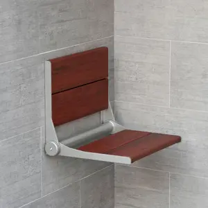 ThermaSol Folding Bamboo Shower Seat – Wall-Mounted, 400 lb Capacity