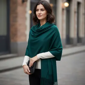 Hunter Green Soft Cashmere Blend Wrap Shawl Scarf