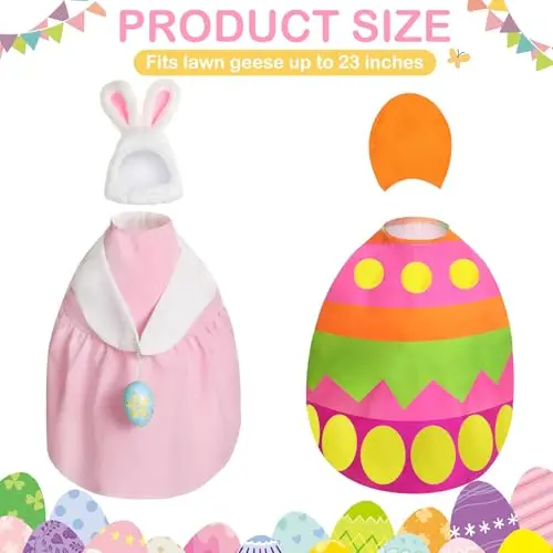 Easter Bunny Porch Goose Outfit for 23 inch Plastic Cement Goose, Easter Egg Porch Goose Costume Lawn Goose Clothes Easter Bunny Porch Goose Outfit for 23 inch Plastic Cement Goose, Easter Egg Porch Goose Costume Lawn Goose Clothes