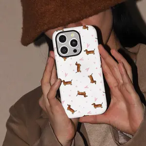 Two-in-One Film Case with Dachshund Cute Cool Fun Pattern - Tough, Dual Layered Case for Superior Protection, Durable, Drop-proof - for iPhone 16, 15, 14, 13, 12, 11, Plus, Pro, Max, Perfect Birthday Gift New Year Gift for Friends Family Loved Ones