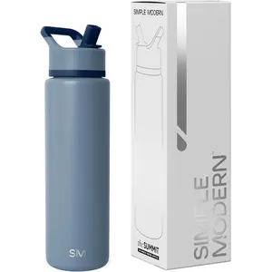 Simple Modern Summit Water Bottle 30Oz Blue Dune - Double Wall Insulated Stainless Steel Thermos with Leak-Proof Straw Lid & Comfort Grip Handle for Sports Gym