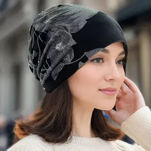 Women's Retro Floral Brimless Hat - Lightweight Stretchy Fit, Casual Sports & Outdoor Headwear for Spring/Autumn, Soft Band for Comfort
