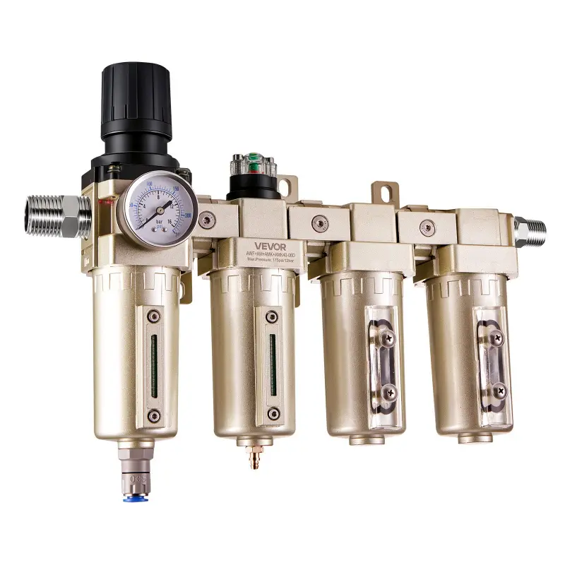 【Summerfinds】VEVOR Air Compressor Filter Regulator, 3/4" NPT 4-Stage 5μm & 0.3μm & 0.1μm & 0.1μm Air Drying System with Micron Filters & Double Desiccant Dryer, Auto Drain Air Compressor Water Separator 175PSI Max, Aluminum, 175 Psi Max
