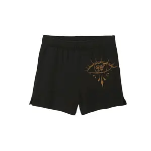 Women's Tri Fleece Shorts - Black Bottoms with Unique Design and Elastic Waistband - Womenswear Comfort