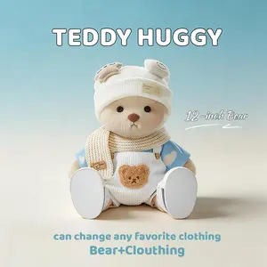 TEDDY HUGGY - For 12-Inch Plush Bears | 12-inch White Bear with Workwear Five-piece Set