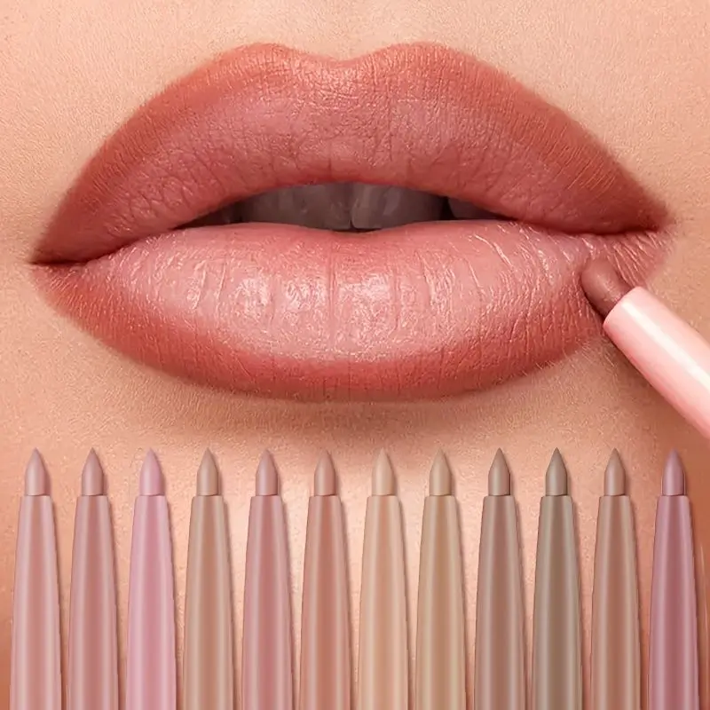 12Pcs Nude Pink Lip Liner Set Long Lasting Matte Smooth Makeup Smudgeproof Waterproof Lipstick Non Drying Buildable Color Lip Glossy SummerVibes Cosmetic
