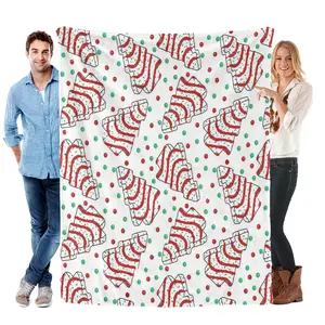 Soft Funny Throw Blanket Cozy Christmas Holiday Tree Pattern Flannel Blanket for Bedroom Living Room Decoration Comfy Warm 80x60 inches