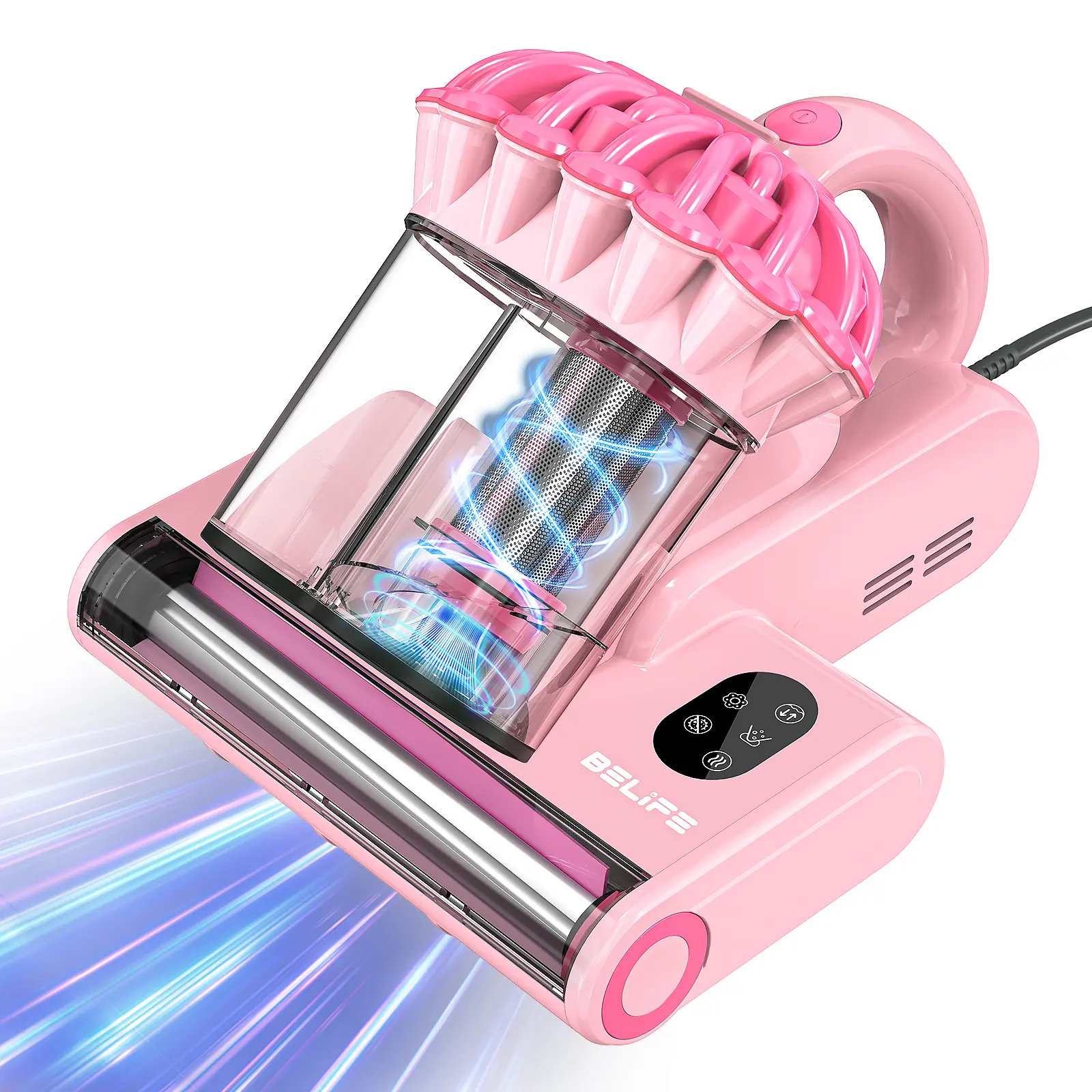 Belife M8 Mattress Vacuum Cleaner, Anti-allergen Dust Mite Bed Vacuum Cleaner with UV & Hot Air & High Heating, 550W 18Kpa Powerful Suction Double-Cup Handheld Vacuum for Bed, Couch, Sofa, Corded