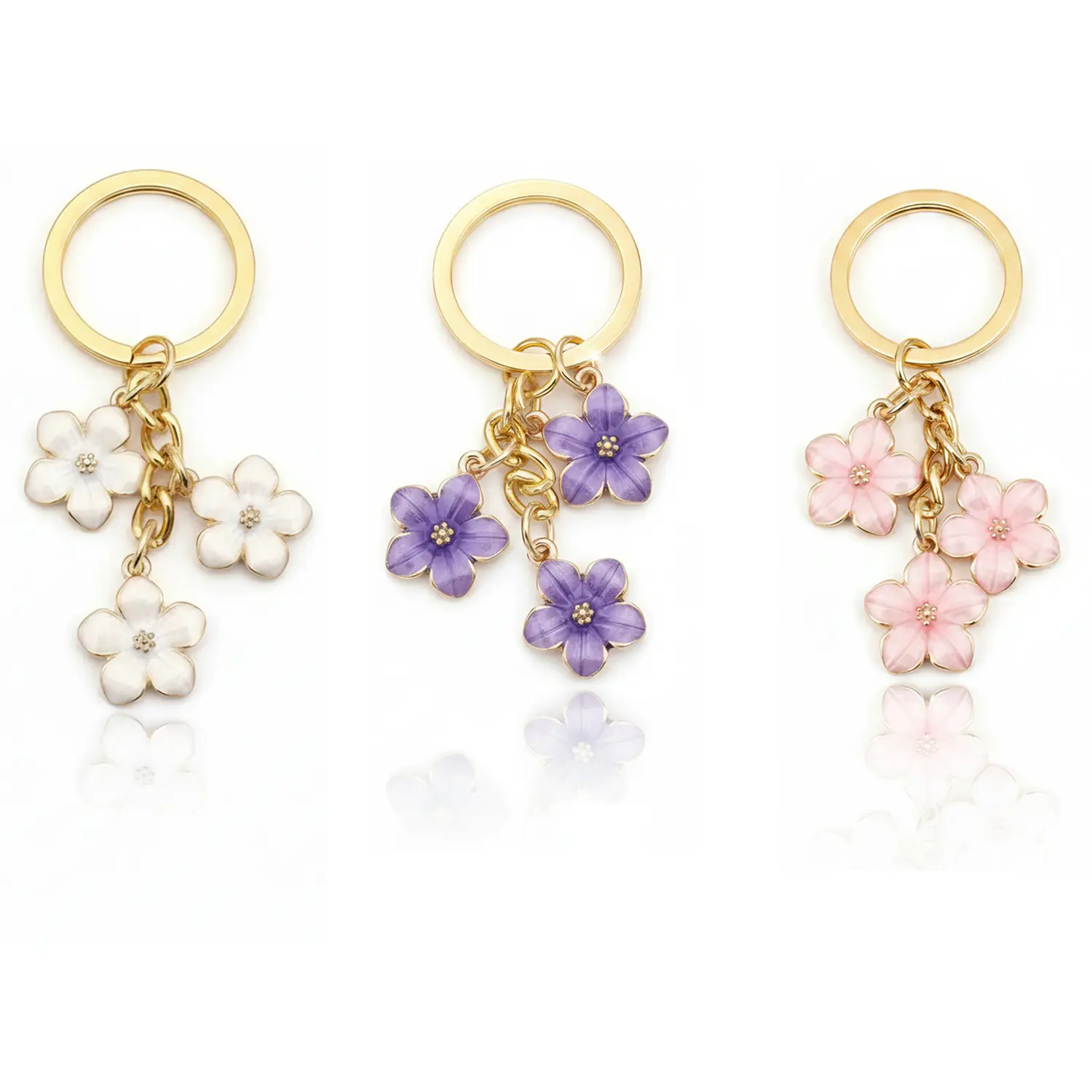 Pastel Floral Pattern Keychain Charm - 3-Daisy Boutique-Style Girly Bag Accessory, Fashion Add-On for Purses & Keys, Sweet Christmas Gift for Women, Keychain Charms