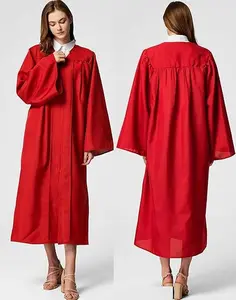 Red Matte Unisex Choir Robe & Grad Gown Cap Set for High School & University Ceremonies | Adult Size, Wholesale Option, Formal Look