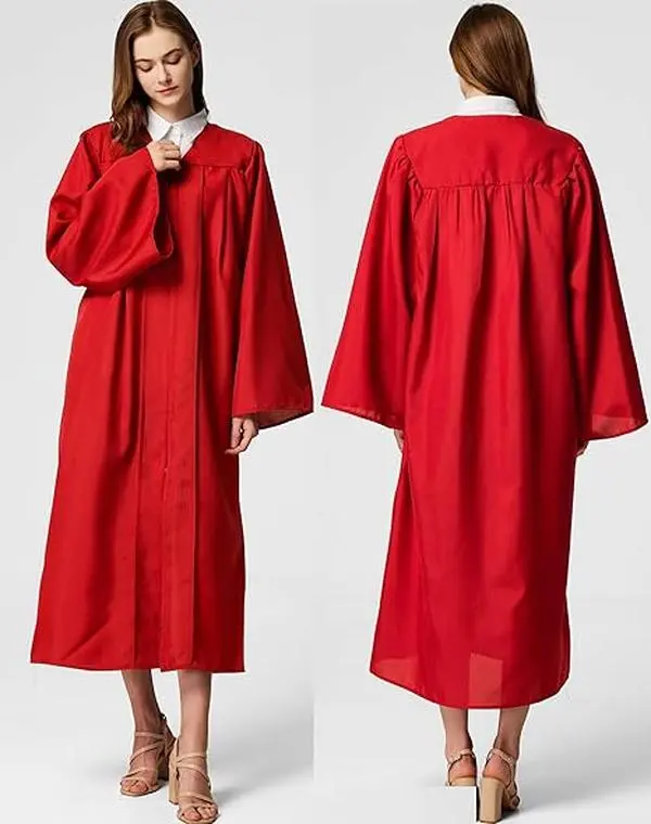 Women's Red Matte Unisex Costumes - Elegant Stylish Graduation Choir Robe & Grad Gown Cap Set, Adult Size, Wholesale Option, for High School Ceremonies