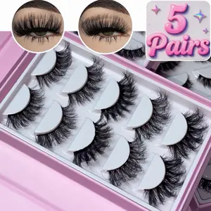 5 Pairs Fluffy Lashes 12mm-25mm Faux Mink Eyelashes Book Versatile Styles Makeup