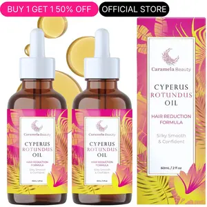 【BUY 60ml GET 60ml FREE】Caramela Beauty Cyperus Rotundus Oil - 60ml Natural Cyperus Rotundus Oil For Hair Removal, Moisturizing & Soothing Cyperus Oil For Reducing Body Hair Growth, Hair Removal Oil Ideal for All Skin Types