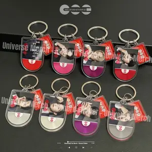 Bangtan Purple Album Vinyl 2-side Acrylic Keychain, 7 Legends Member Keyring Style K-Pop Merch, Arirang Cassette Charm For ARMY Fans